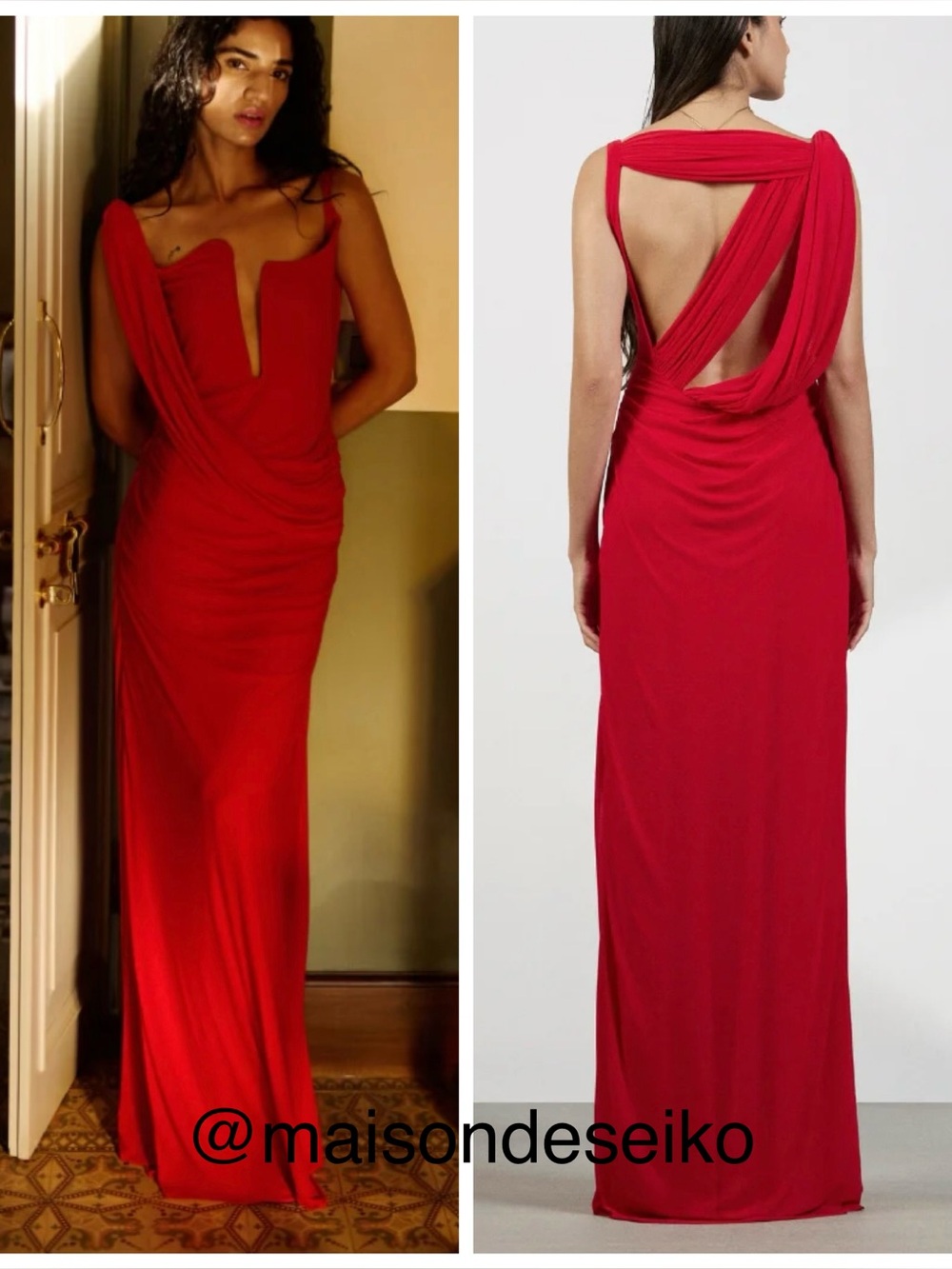 NWT Deme by Gabriella Maxi Dress Red Adriana Sculpted Gown Wedding Guest sz S